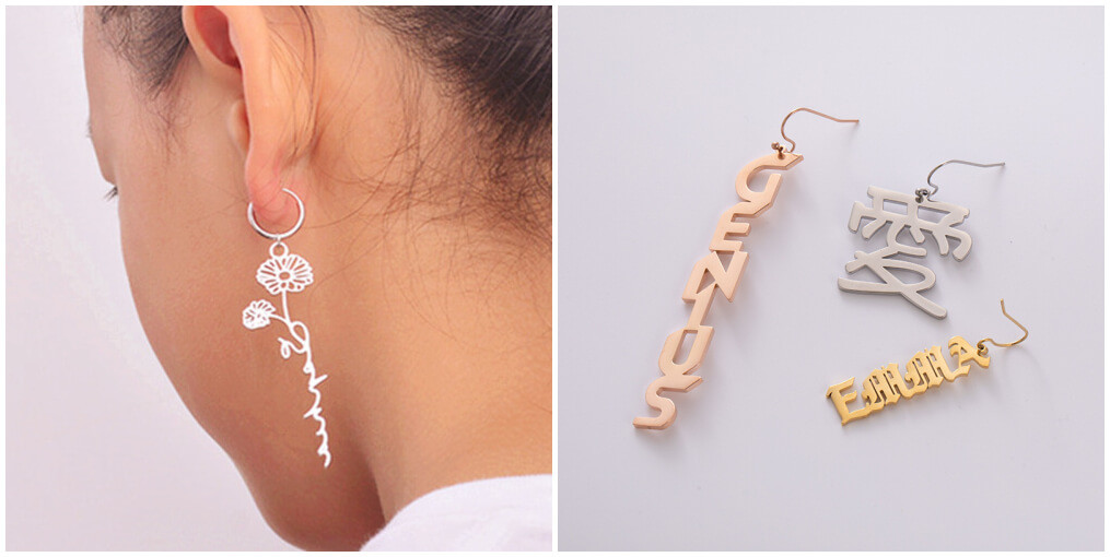 wholesale name studs earrings replica custom word jewelry distributor supply personalized text jewellery hong kong